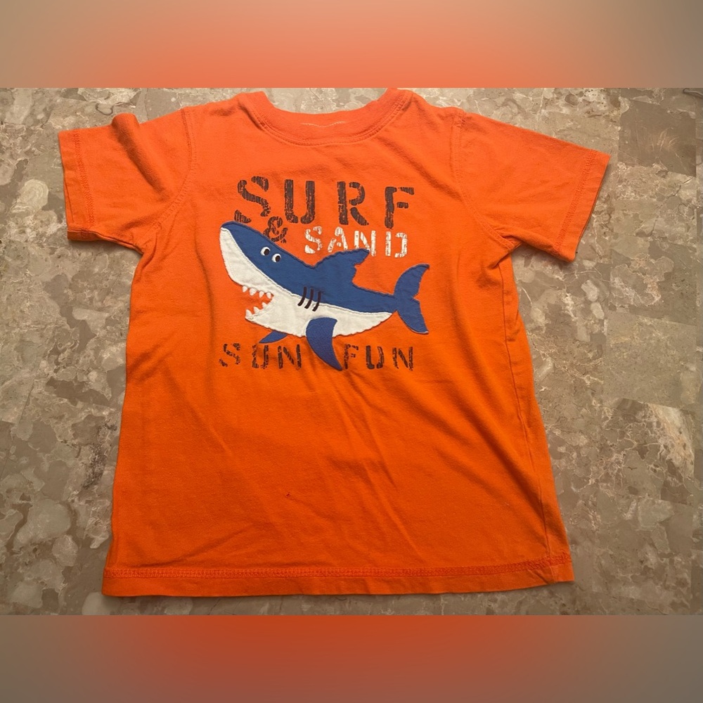 boys orange Carter’s “Surf and Sand” “Sun Fun” shark t-shirt - 4T